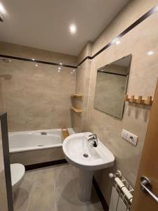 a bathroom with a sink and a tub and a toilet at VISTA GÓTICA CATEDRAL BURGOS Spain in Burgos