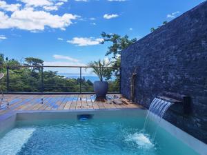 普纳奥亚Peperu Lodge的一座房子里一个带瀑布的游泳池