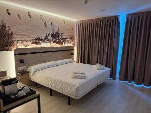 a bedroom with a large white bed in a room at Hotel ELE Acueducto in Segovia
