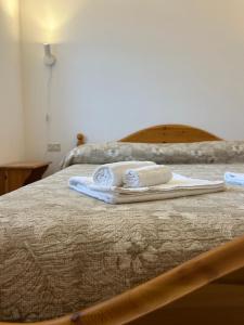 a bed with two towels on top of it at Agriturismo Bellavista in Ronzano