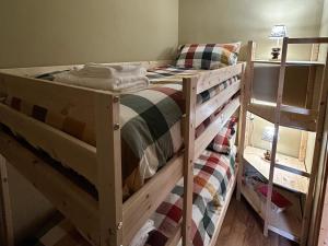 ein Etagenbett aus Holz in einem Zimmer mit in der Unterkunft Tree House in Camigliatello Silano + 6 Fotos