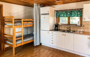 a small kitchen with a bunk bed and a sink at 1 Bedroom Stunning Home In Gamleby in Gamleby