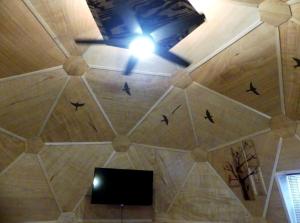 TV a/nebo společenská místnost v ubytování Rustic Dome with a Hot Tub and Sauna Perfect for Camping in Wilmington, NY + 8 fotografií