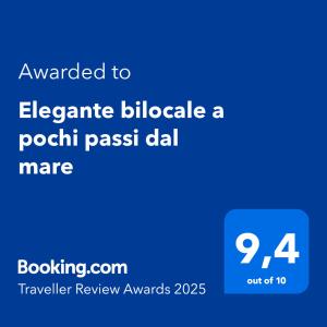 Elegante bilocale a pochi passi dal mare tanúsítványa, márkajelzése vagy díja