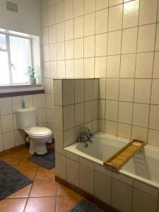 a bathroom with a bath tub and a toilet at Barry Farmstay in Zuurbraak +29 photos