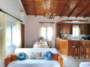 Χώρος καθιστικού στο Fox's Den - Alepochori's Sea & Mountain View Balcony!