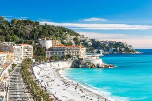 a view of the beach in positano on the amalfi coast at ETATS UNIS 896 - Magic view wrooftop terrace in Nice