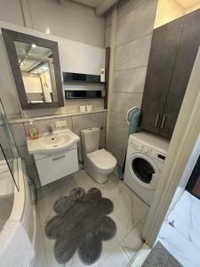 イスタンブールにあるDream Flatのトイレと洗濯機を備えたバスルーム