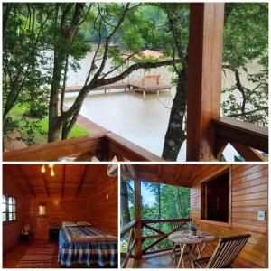 a collage of pictures of a house with a tree at Chalet del lago Don Asterio in Ciudad del Este