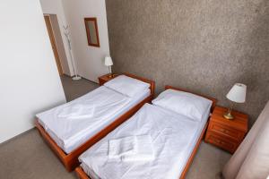Tempat tidur dalam kamar di Kafka Prague rooms