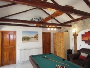 a room with a pool table in a living room at Villa Sartori in Sarići