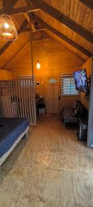 TV a/nebo společenská místnost v ubytování Cabaña los colihues ancoa