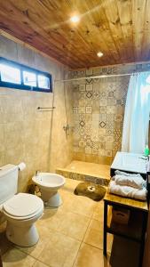 une salle de bain avec toilettes et douche dans l'établissement Alojamiento Santa Rita, à Santo Tomé 8 autres photos