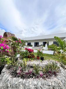 Um jardim no exterior de Sondela Lambug Room2 w pool mountain seaview