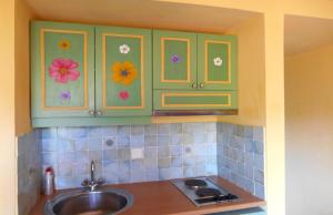 A kitchen or kitchenette at Polytropon Apartments