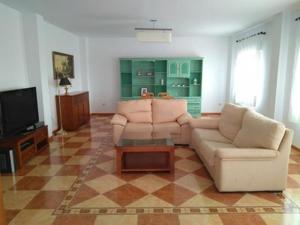 a living room with two couches and a tv at Piso Calle Pelayo in Villanueva de Córdoba