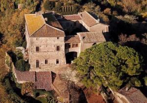 an aerial view of a large house with roofs at Castello Farnese, Roma, sulla Via Francigena in Rome