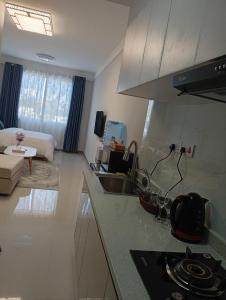 a kitchen with a sink and a counter top at Cozy homes sabaki in Nairobi