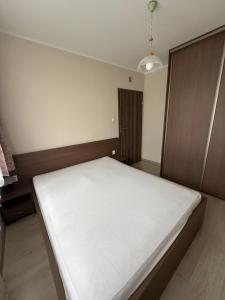 a bedroom with a large white bed in it at Apartament Rodzinny Zielone Tarasy in Skorka