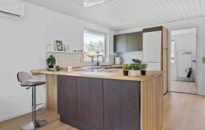 a kitchen with a counter and a sink and a refrigerator at Cozy Home In Ebeltoft With Wifi in Ebeltoft