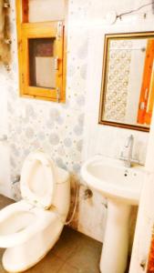 a bathroom with a toilet and a sink at Shri Radhe BNB in Shimla