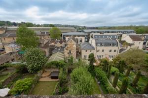 an aerial view of a city with buildings at Stylish City Centre Apartment in Bath