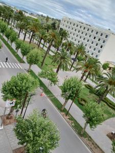 an overhead view of a street with palm trees and a building at Ryan S3 in Fès