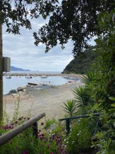 a view of a beach with boats in the water at La Villetta in Lacona