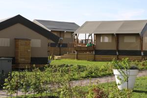 a row of houses with plants in the yard at Safari Lodges in Nieuwe Wetering +16 photos