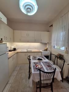 a kitchen with a table with chairs and a sink at Ellie's house in Kozani