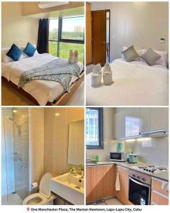 a collage of pictures of a bedroom and a bed at Mactan Newtown 2 Bedrooms Suite in Lapu Lapu City
