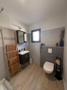 un bagno con un water e un lavandino di Lodge Cosy tout confort Lodge des Oliviers a Ganges