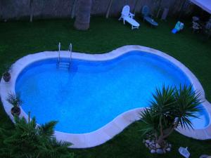 an overhead view of a swimming pool in a yard at La Posada de Menchu in Sanlúcar de Barrameda