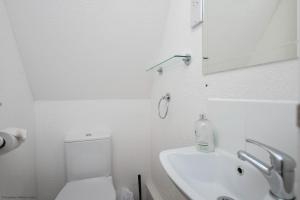 een badkamer met een toilet, een wastafel en een spiegel bij Chalet Eighteen in Deal +16 foto's