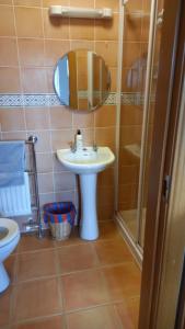 une salle de bain avec un lavabo et un miroir dans l'établissement Dungloe House, à Dungloe