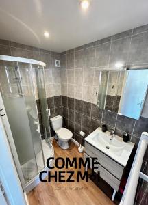 a bathroom with a toilet and a sink at Studio Le Petit Placieux, Garage Gratuit sur place in Nancy