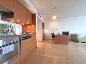 Η κουζίνα ή μικρή κουζίνα στο Ruhe & Wellness ! BAD WALTERSDORF Thermen-Apartment mit direktem Spa-Zugang