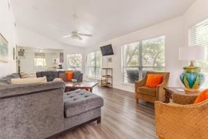 a living room with a couch and a table at Earth Haus in Fourth Crossing