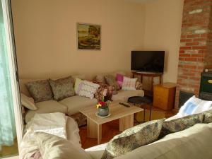 a living room with a couch and a tv at Apartment in Ra anac near Beach Rtina in Ražanac