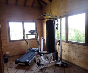 a room with a gym with a treadmill at Solar do Alambique in Angeja