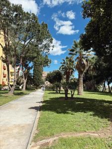 un parque con palmeras y una acera en Agata Sunset Studio & Swimming Pool, en Benalmádena 12 fotos más