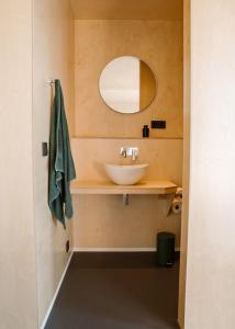 a bathroom with a sink and a mirror at Zwier, de Vrijhaven in Vinkeveen