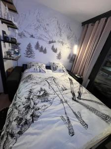 Postel nebo postele na pokoji v ubytování Appartement ambiance chalet Avoriaz