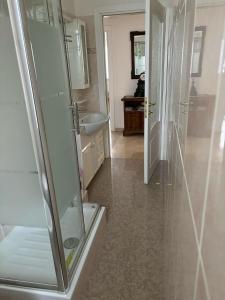 a bathroom with a shower and a sink at Casa vacanze di Carla in Savona