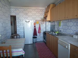 una cucina con un frigorifero e un tavolo di Praça da Cidade a Oliveira de Azeméis Altre 4 foto