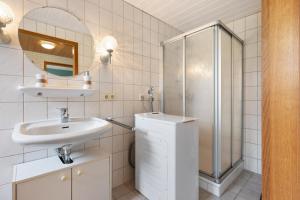 DrelsdorfにあるFerienwohnung Albertoの洗面台とシャワー付きのバスルーム