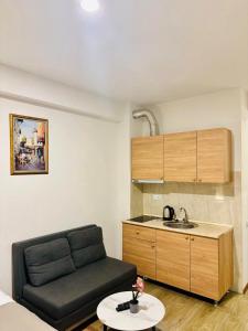 Η κουζίνα ή μικρή κουζίνα στο Tribu apart Hotel bakuriani