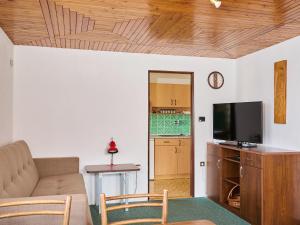 a living room with a couch and a flat screen tv at Holiday Home Jesenný by Interhome in Jesenný