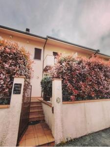 a white house with a fence with a plant at Photo House Collodi La Villetta in Collodi