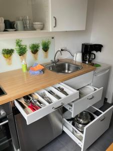Dapur atau dapur kecil di Ferienwohnung Likedeeler